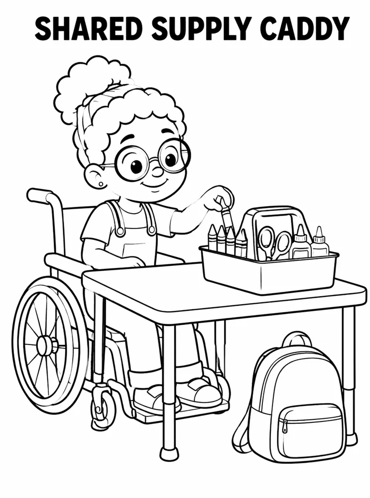 Back to School Morning Routines Shared Supply Caddy printable coloring page