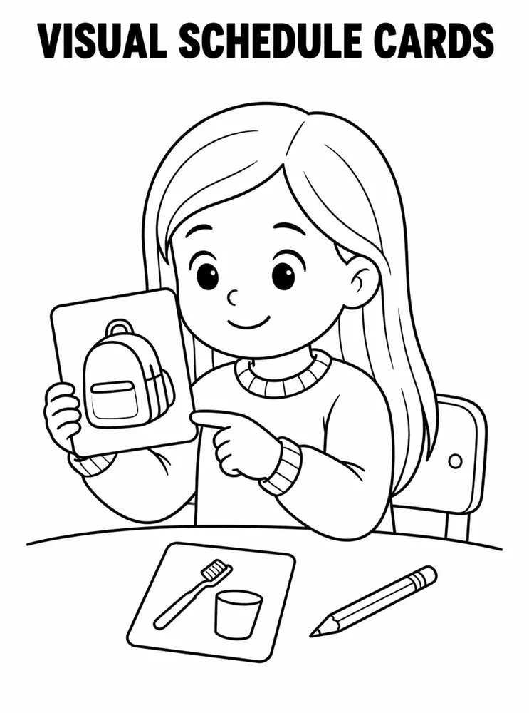 Back to School Morning Routines Visual Schedule Cards printable coloring page
