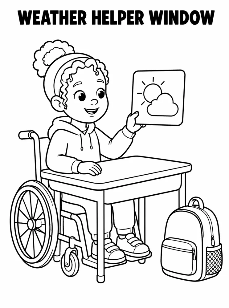 Back to School Morning Routines Weather Helper Window printable coloring page