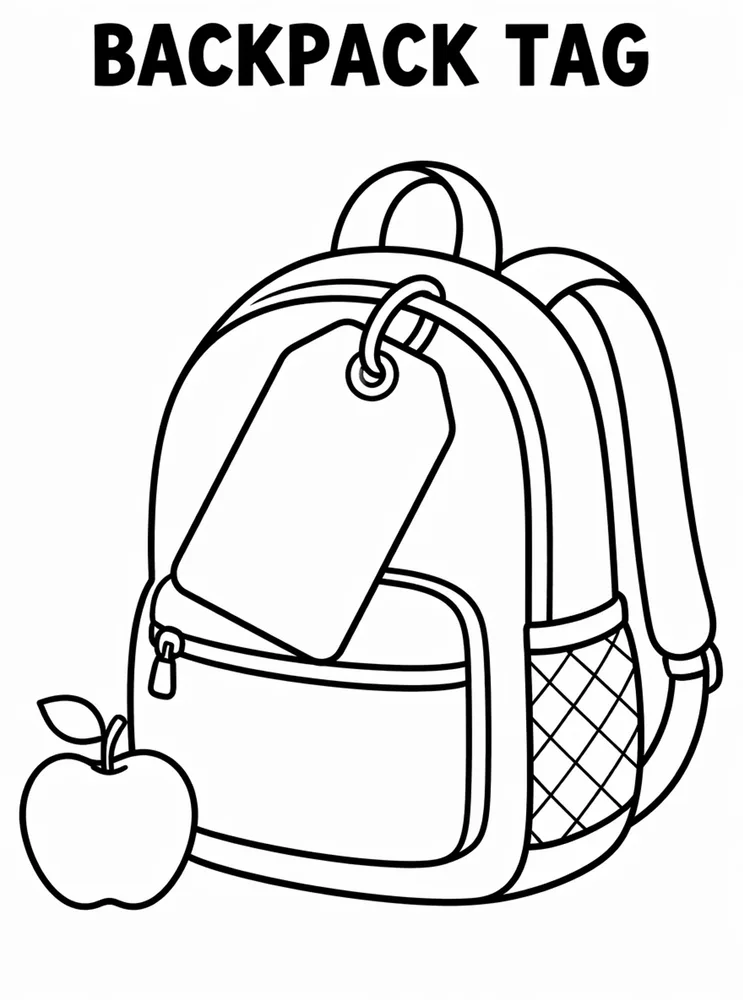 Back to School Name Labels Backpack Tag printable coloring page