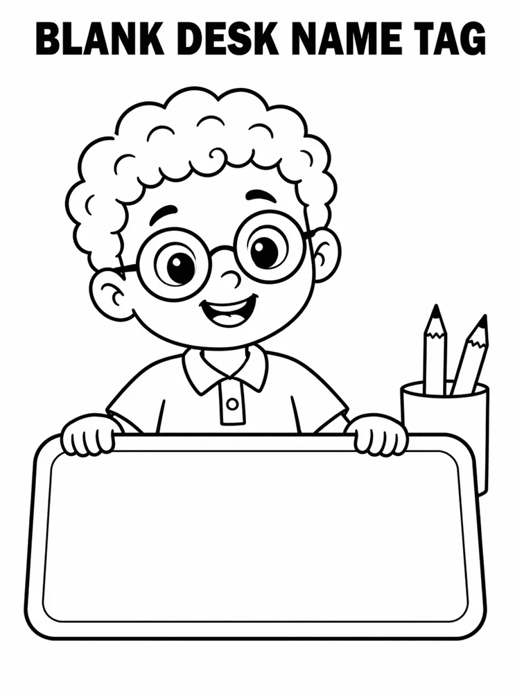 Back to School Name Labels Blank Desk Name Tag printable coloring page