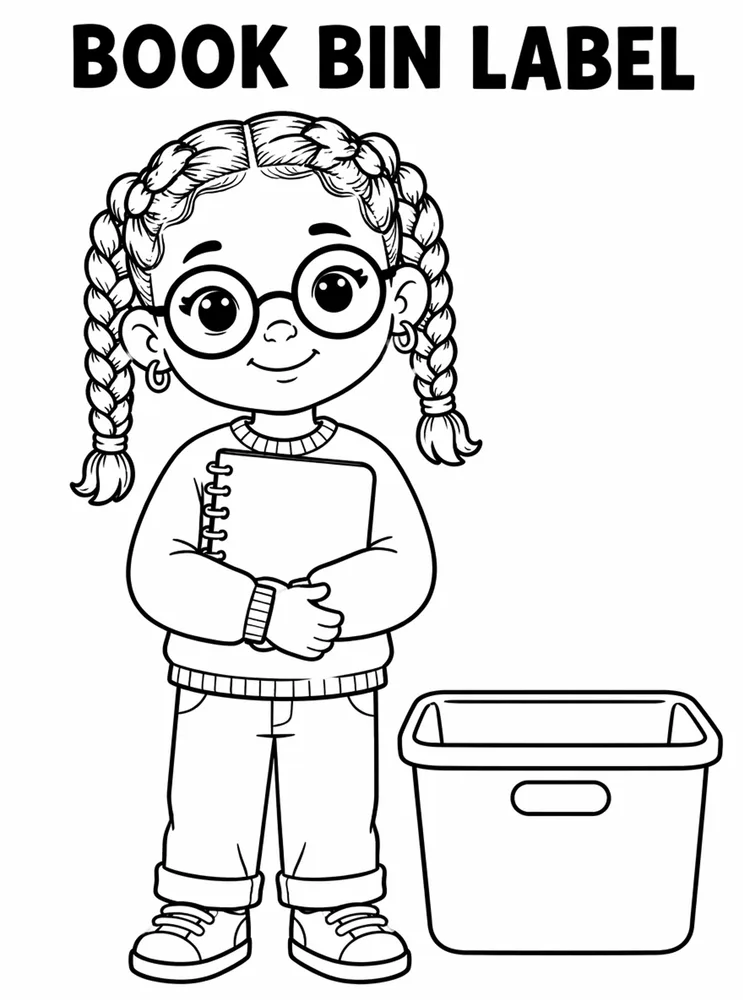 Back to School Name Labels Book Bin Label printable coloring page