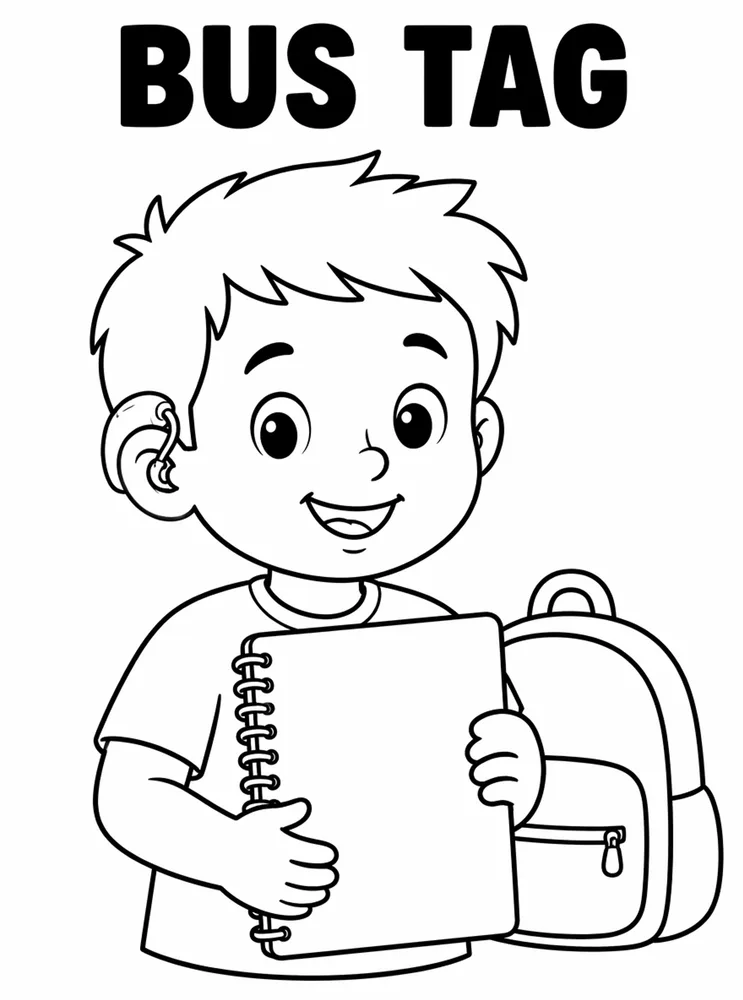 Back to School Name Labels Bus Tag printable coloring page