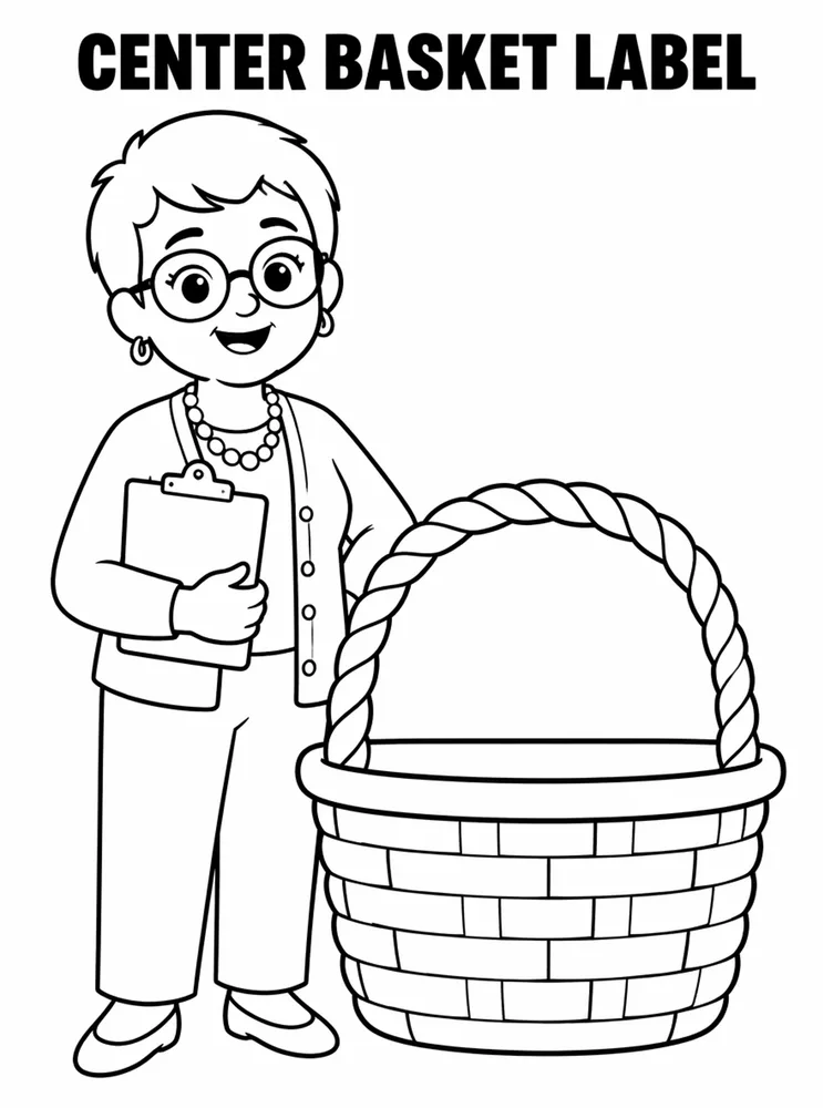 Back to School Name Labels Center Basket Label printable coloring page
