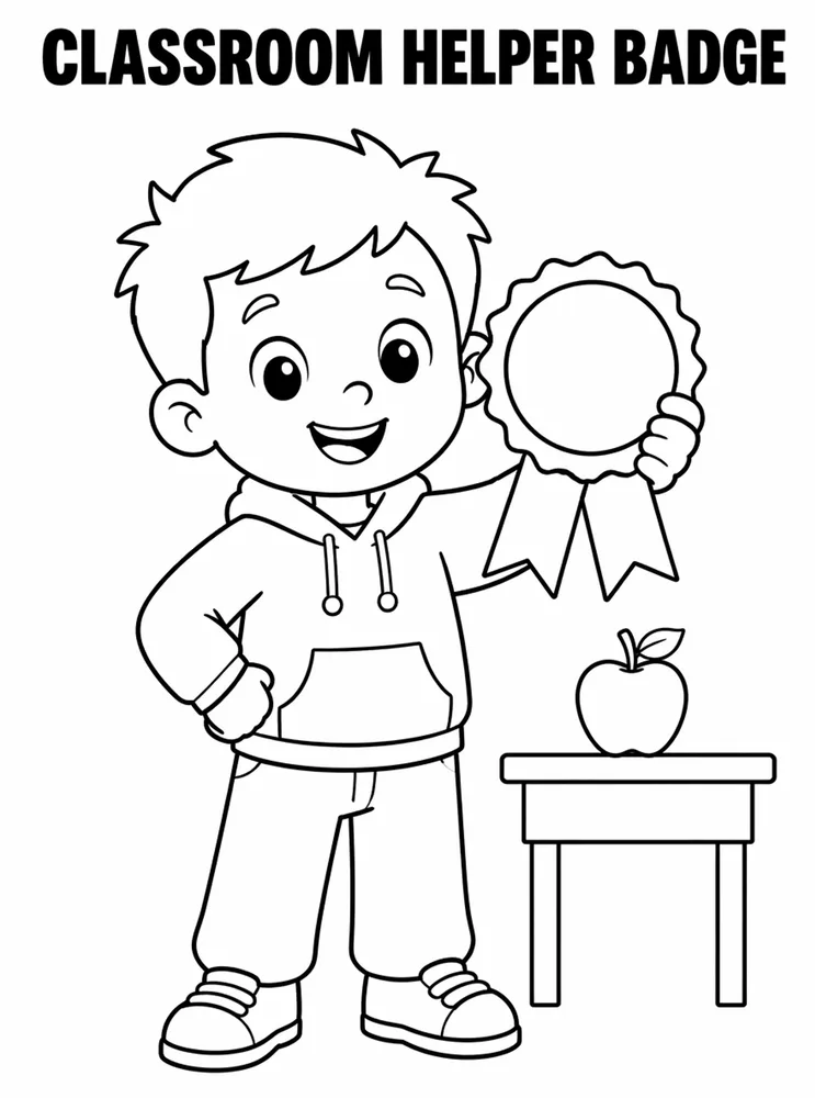 Back to School Name Labels Classroom Helper Badge printable coloring page