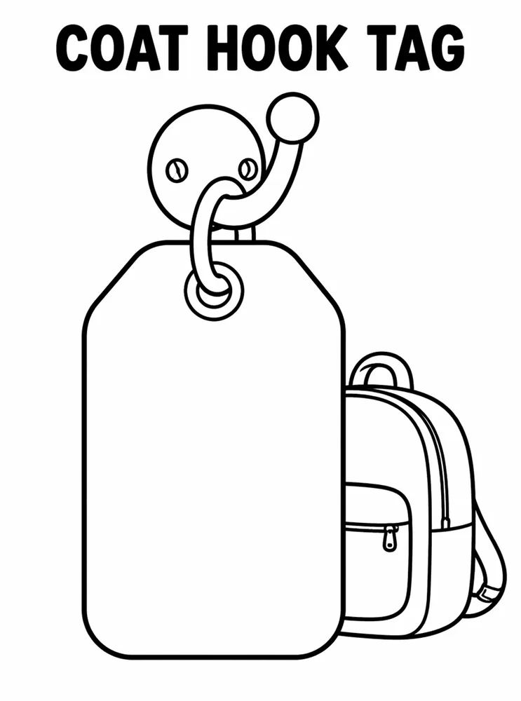 Back to School Name Labels Coat Hook Tag printable coloring page