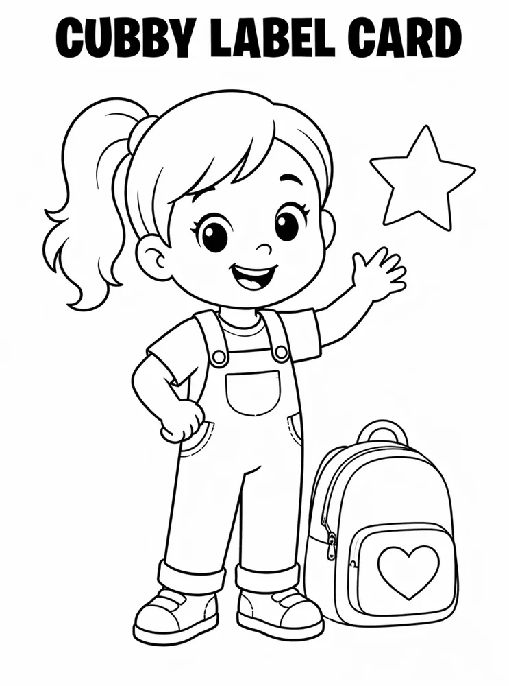 Back to School Name Labels Cubby Label Card printable coloring page