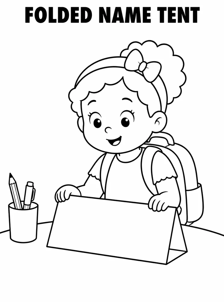 Back to School Name Labels Folded Name Tent printable coloring page