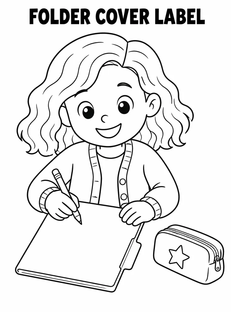 Back to School Name Labels Folder Cover Label printable coloring page