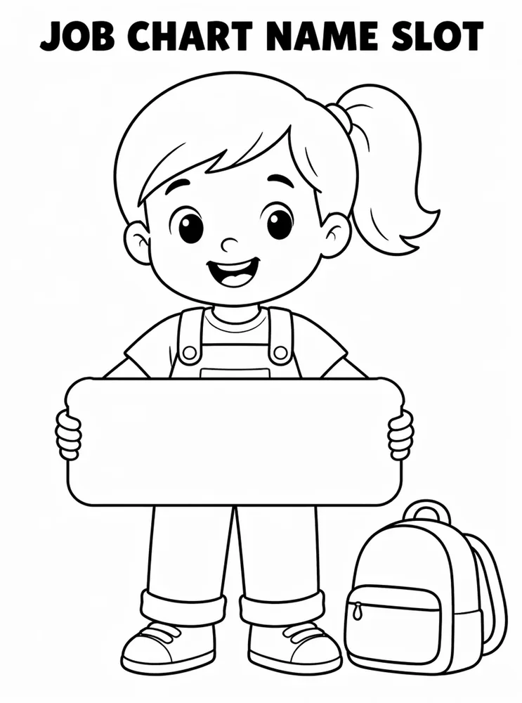 Back to School Name Labels Job Chart Name Slot printable coloring page