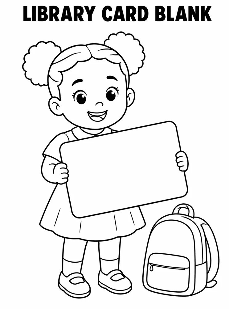 Back to School Name Labels Library Card Blank printable coloring page