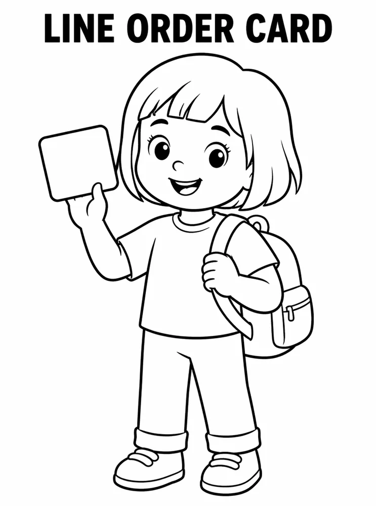 Back to School Name Labels Line Order Card printable coloring page