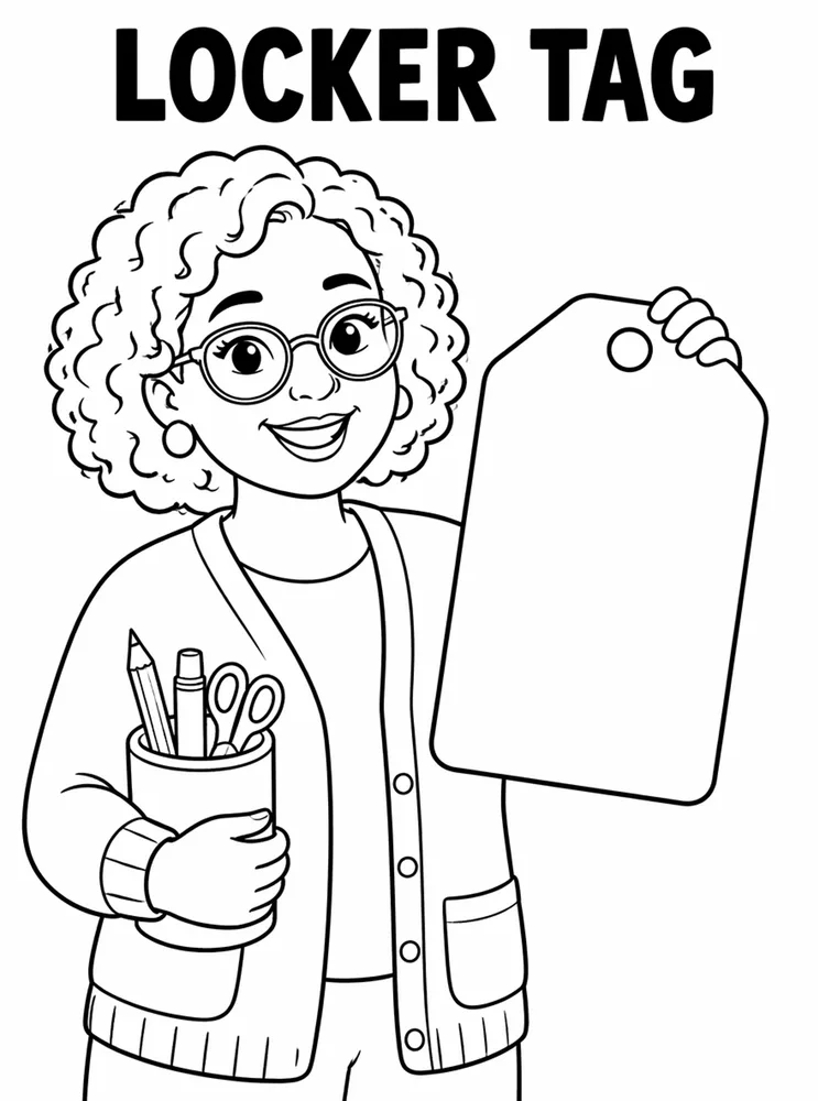 Back to School Name Labels Locker Tag printable coloring page