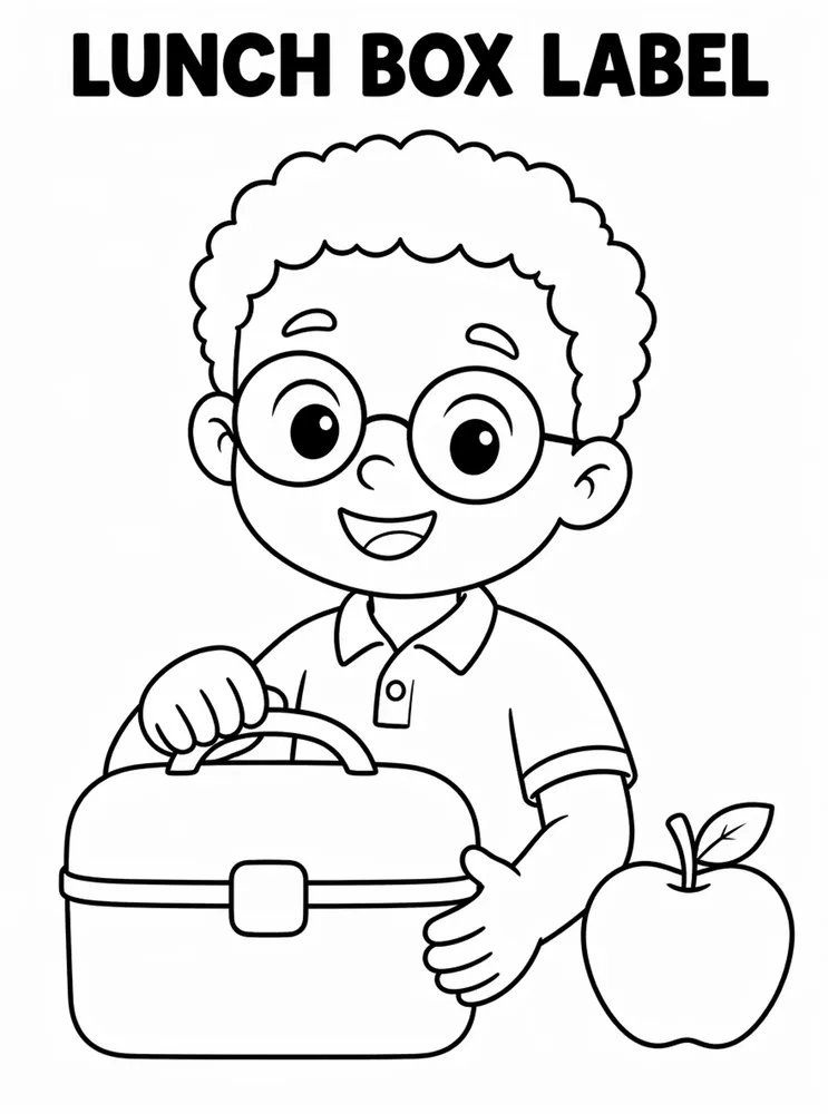 Back to School Name Labels Lunch Box Label printable coloring page