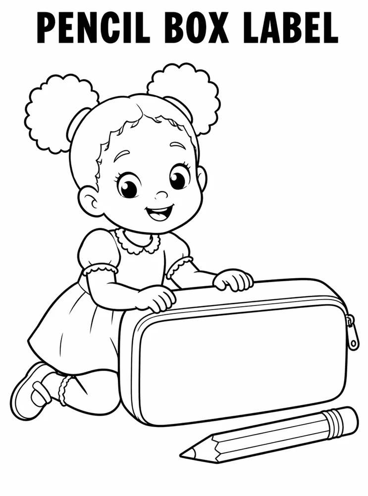 Back to School Name Labels Pencil Box Label printable coloring page