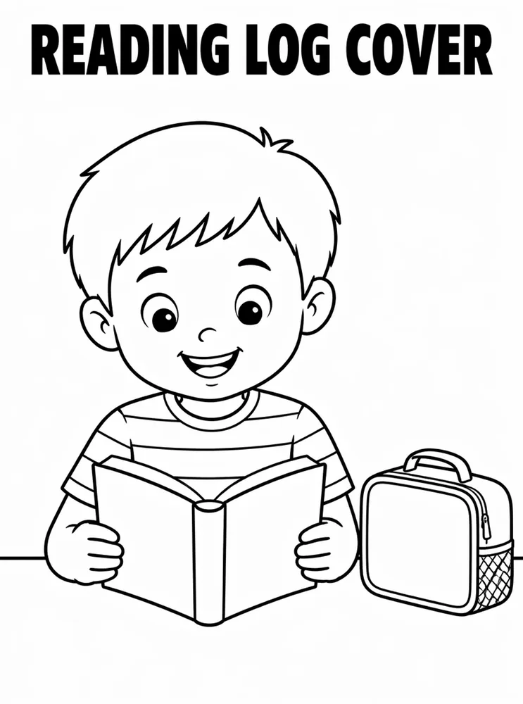 Back to School Name Labels Reading Log Cover printable coloring page