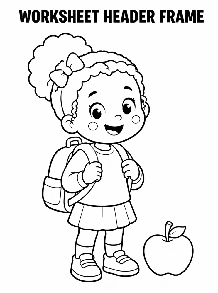 Back to School Name Labels Worksheet Header Frame printable coloring page