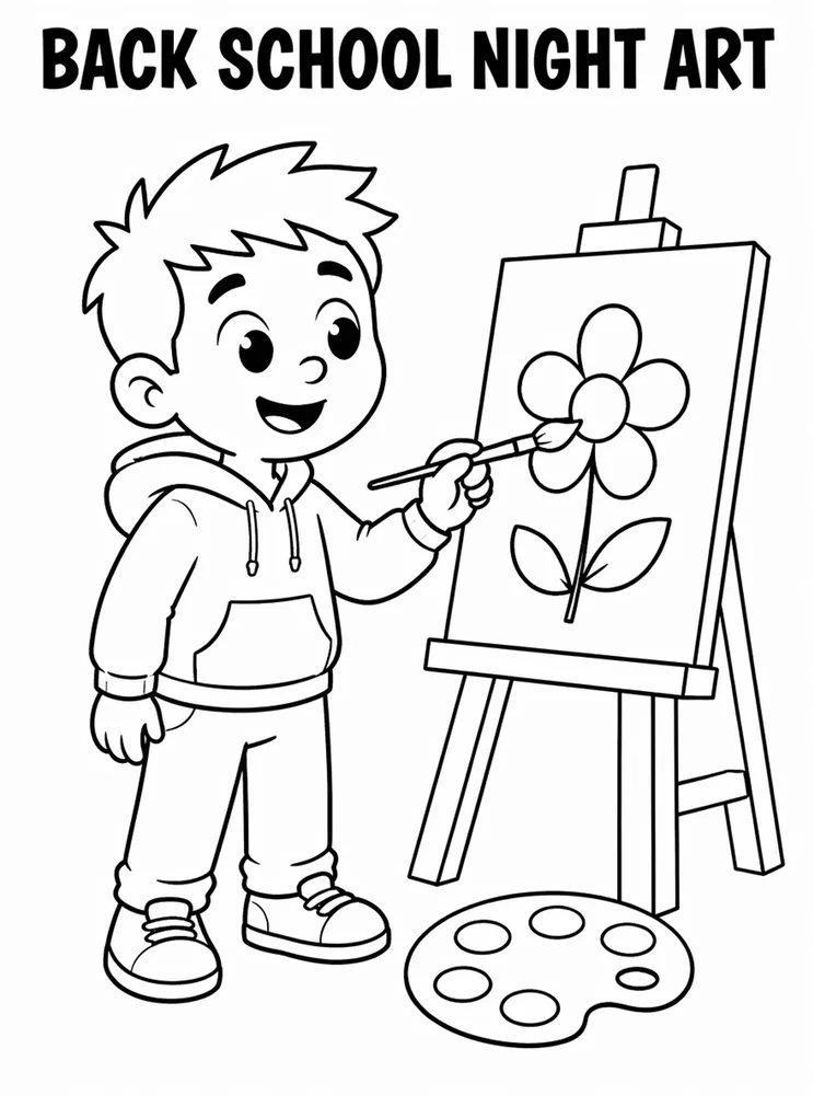 Back To School Night Art Room printable coloring page