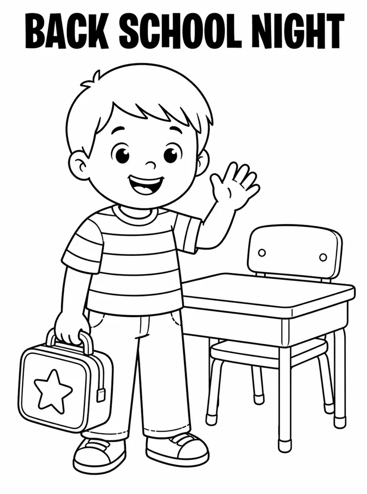 Back To School Night Classroom Schedule Icons printable coloring page