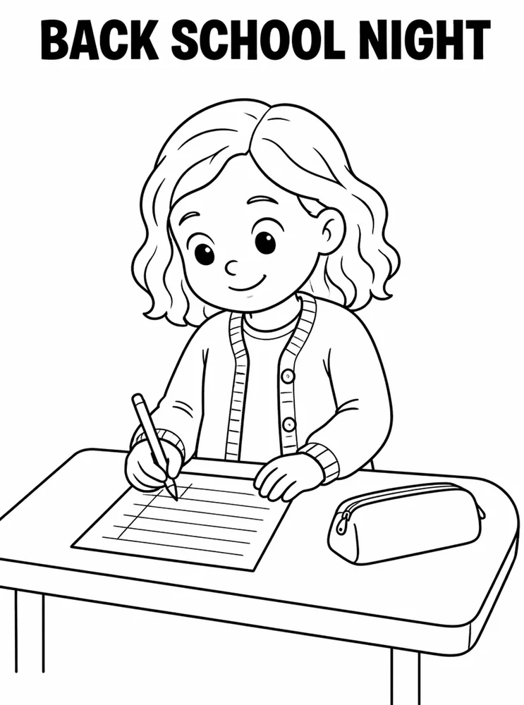 Back To School Night Family Sign In printable coloring page