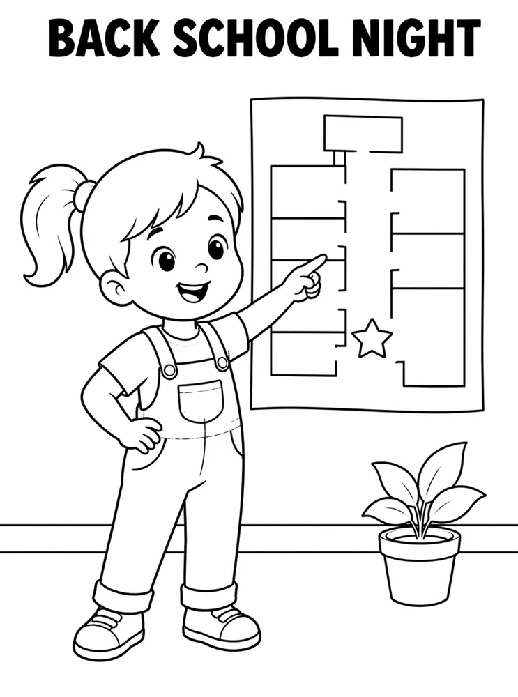 Back To School Night Hallway Map printable coloring page