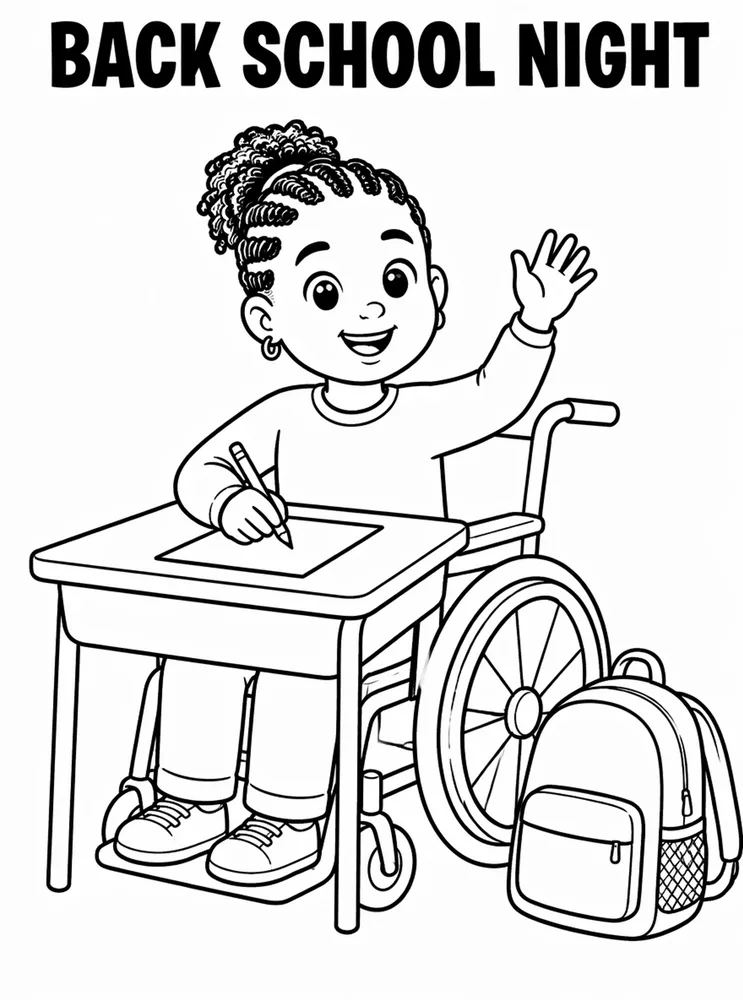 Back To School Night School Entrance printable coloring page