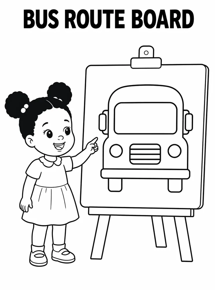 Back to School Night Bus Route Board printable coloring page