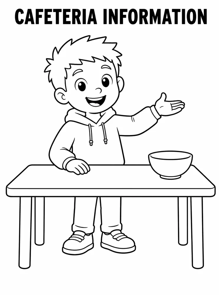 Back to School Night Cafeteria Information Table printable coloring page