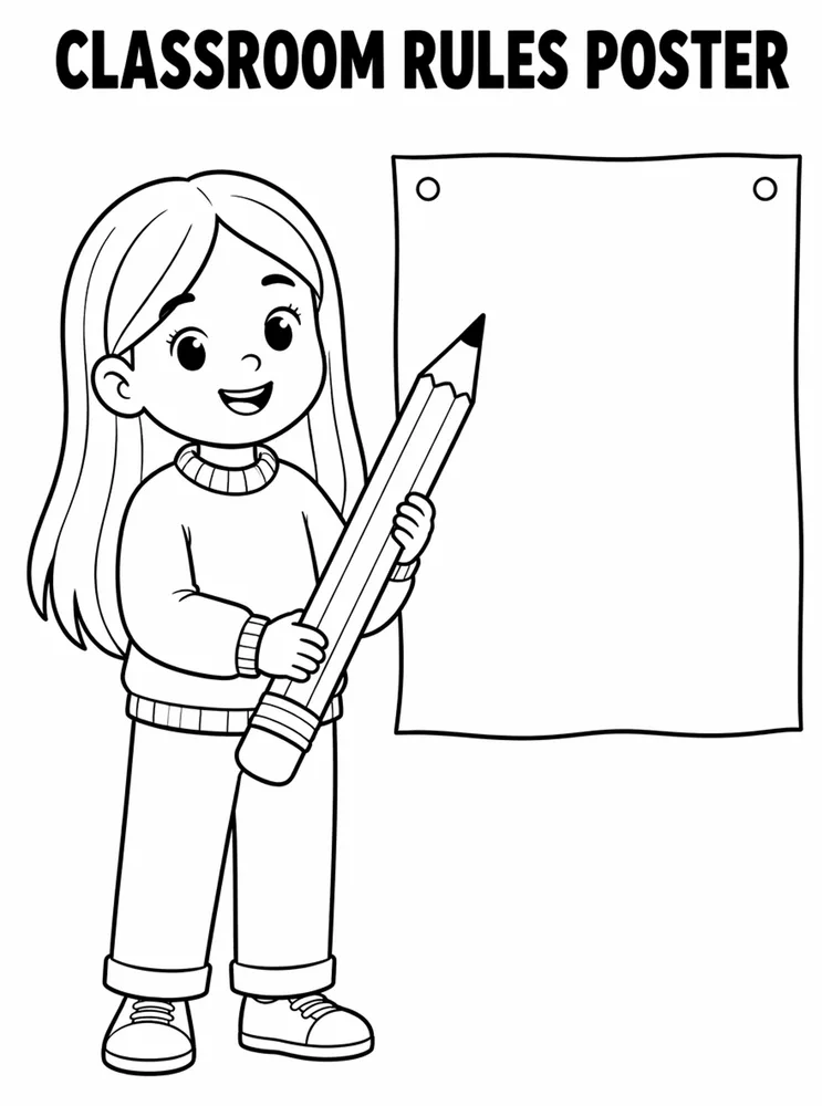 Back to School Night Classroom Rules Poster printable coloring page
