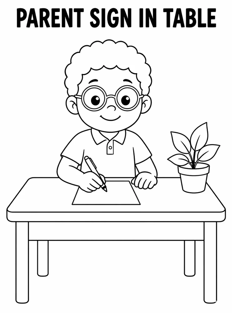 Back to School Night Parent Sign In Table printable coloring page