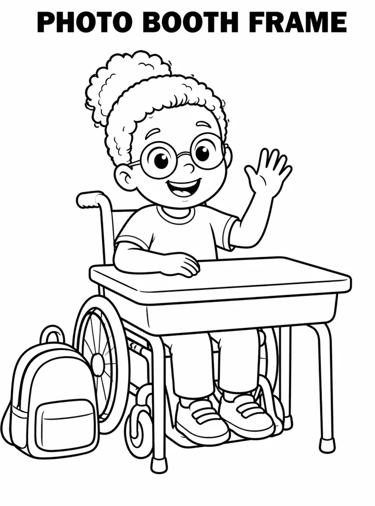 Back to School Night Photo Booth Frame printable coloring page