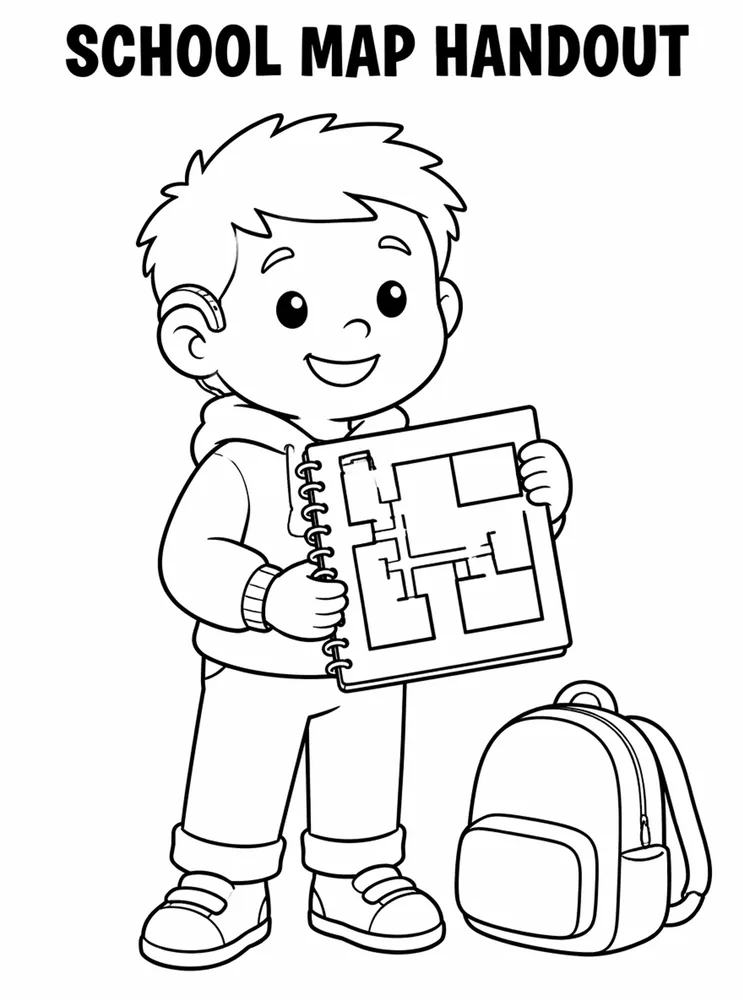 Back to School Night School Map Handout printable coloring page
