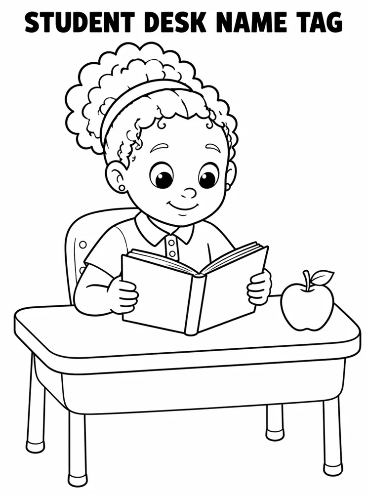 Back to School Night Student Desk Name Tag printable coloring page