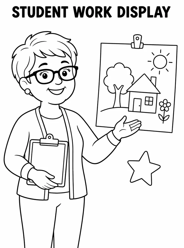 Back to School Night Student Work Display printable coloring page
