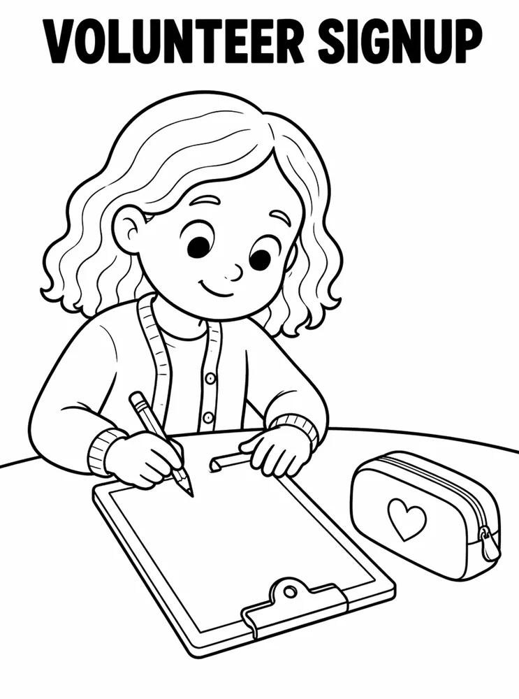 Back to School Night Volunteer Signup Clipboard printable coloring page
