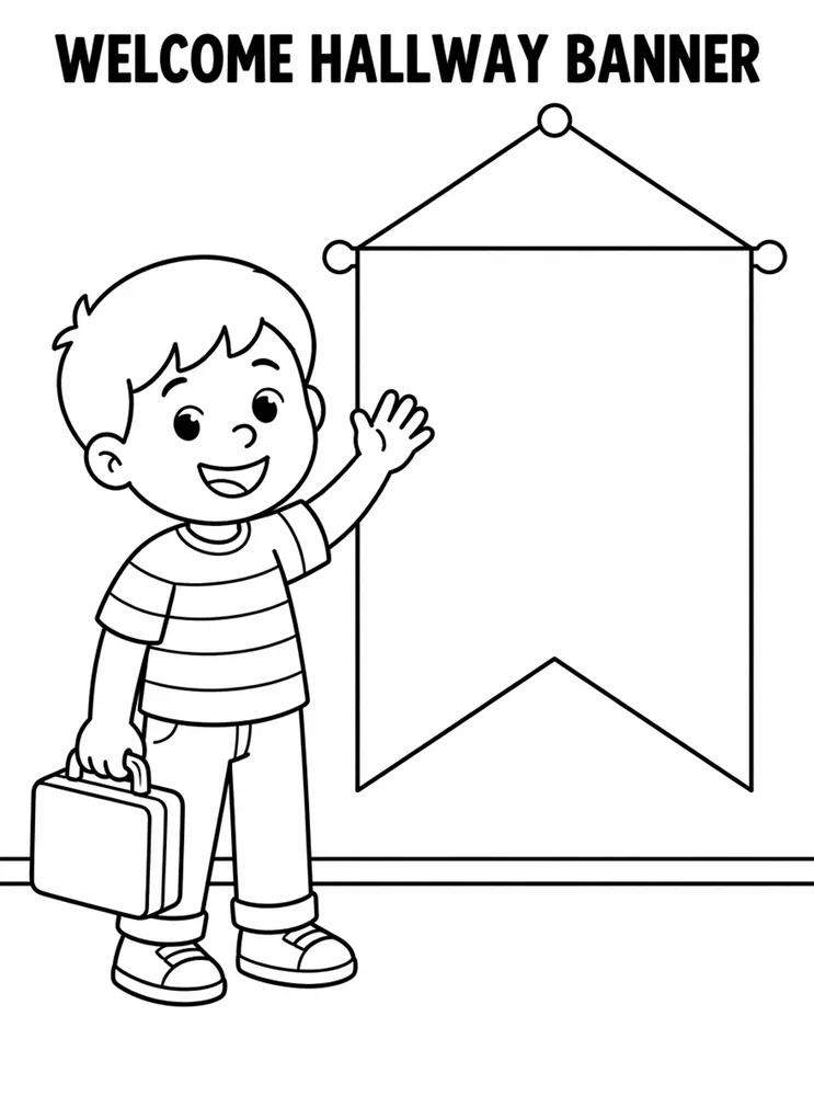 Back to School Night Welcome Hallway Banner printable coloring page