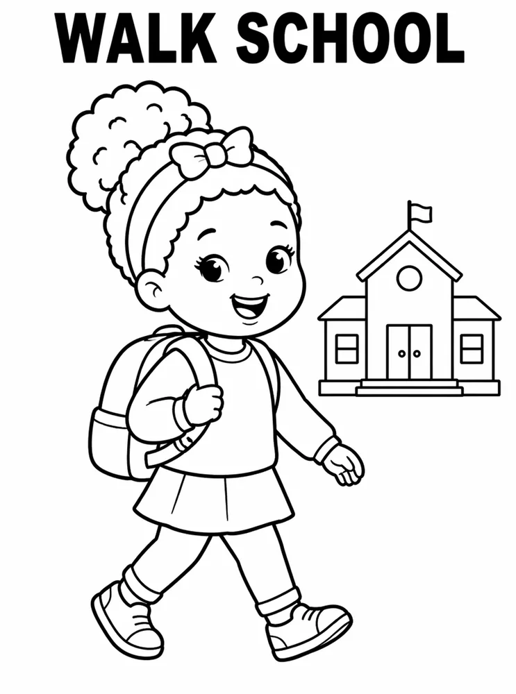 Back to School Transportation and Arrival Walk To School printable coloring page