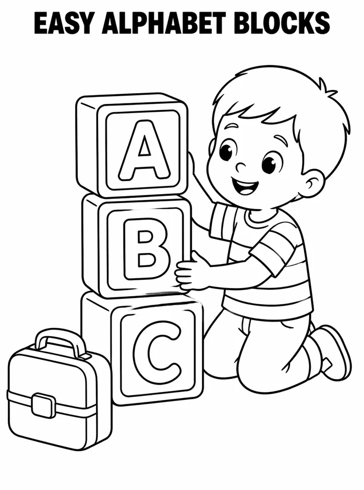 Easy Back to School Easy Alphabet Blocks printable coloring page