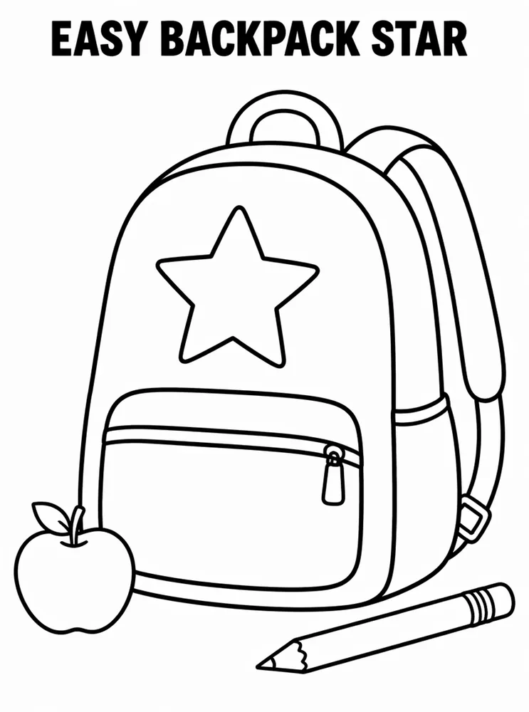 Easy Back to School Easy Backpack With Star printable coloring page