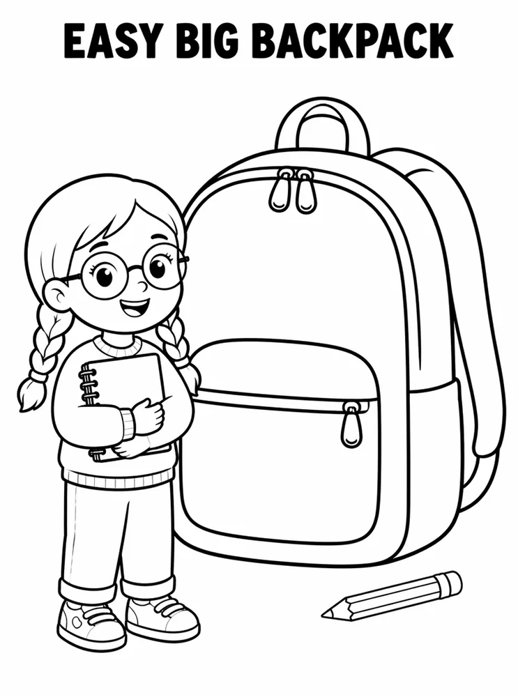 Easy Back to School Easy Big Backpack printable coloring page