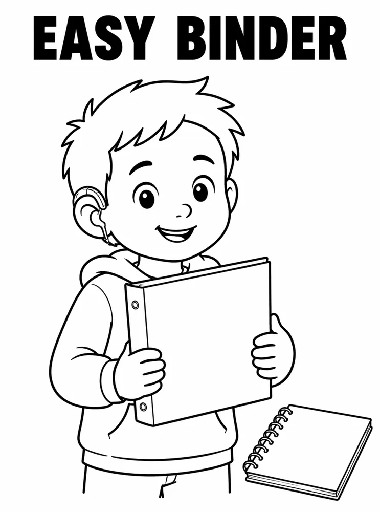 Easy Back to School Easy Binder printable coloring page