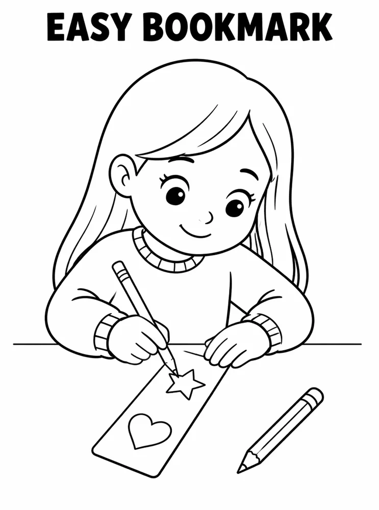 Easy Back to School Easy Bookmark printable coloring page