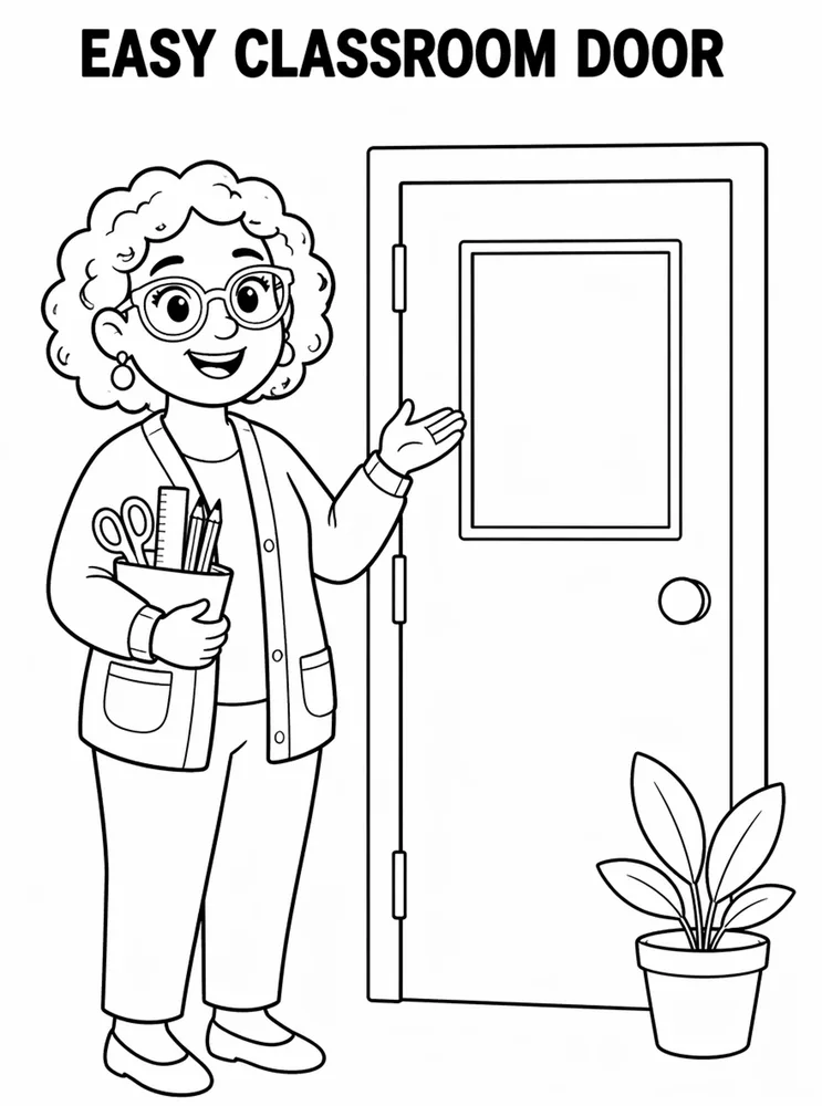 Easy Back to School Easy Classroom Door printable coloring page