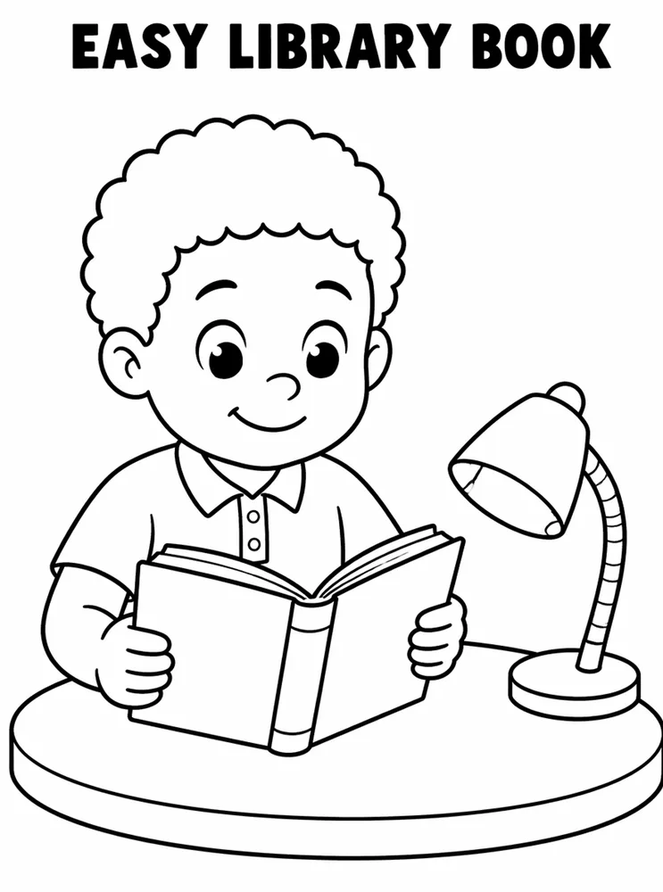 Easy Back to School Easy Library Book printable coloring page