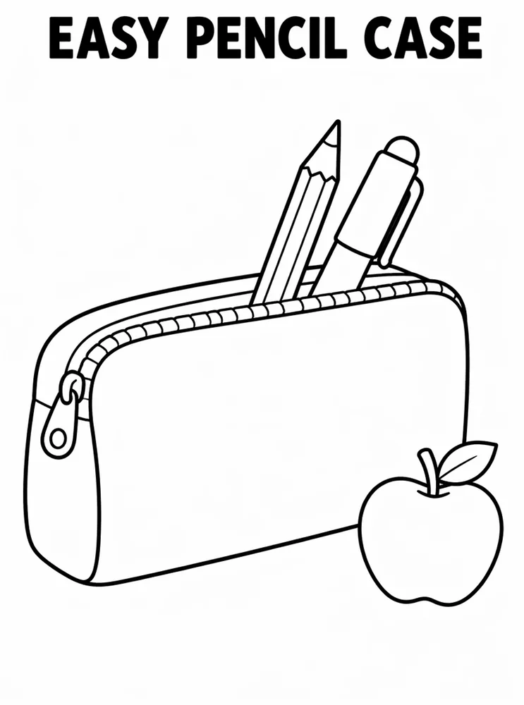 Easy Back to School Easy Pencil Case printable coloring page