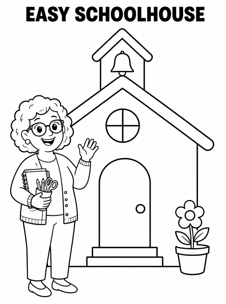 Easy Back to School Easy Schoolhouse printable coloring page
