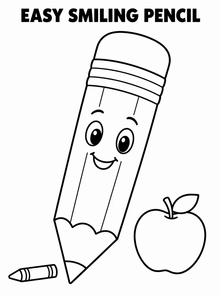 Easy Back to School Easy Smiling Pencil printable coloring page