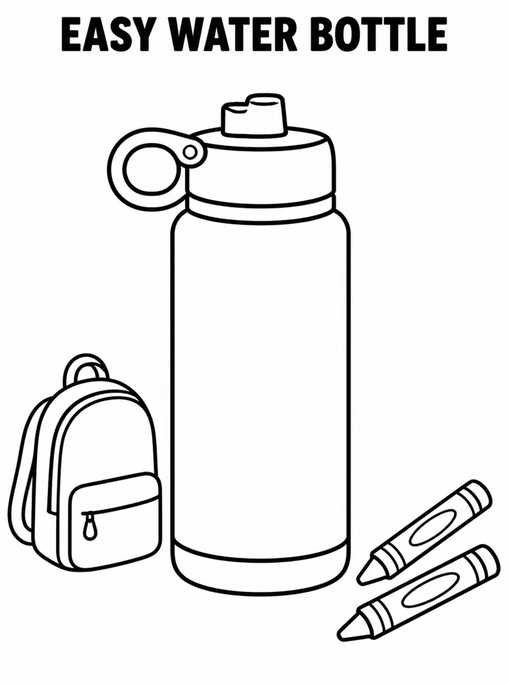 Easy Back to School Easy Water Bottle printable coloring page