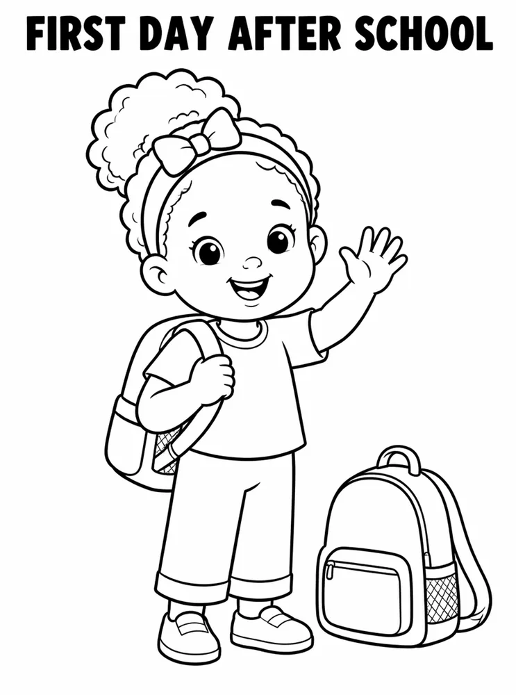 First Day of School First Day After School Pickup printable coloring page