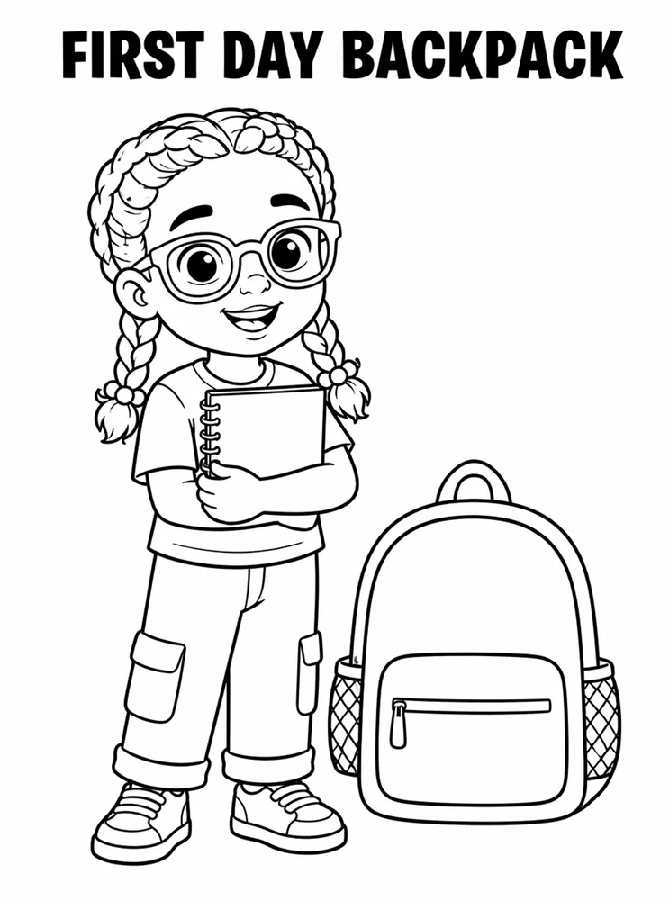 First Day of School First Day Backpack Cubby printable coloring page